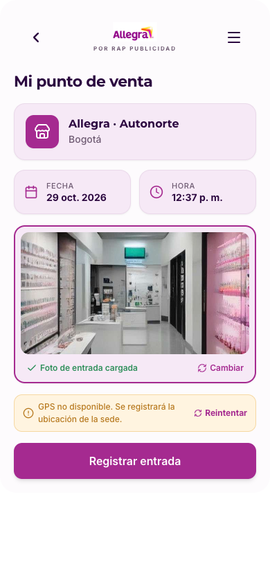 Inicia la jornada con foto y ubicación