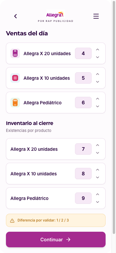 Registra ventas e inventario al cierre
