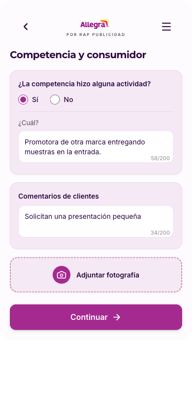 Reporta la actividad de la competencia