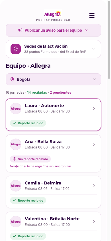 Ve el equipo en vivo