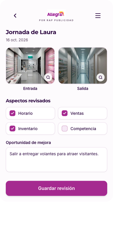 Revisa cada jornada con evidencia