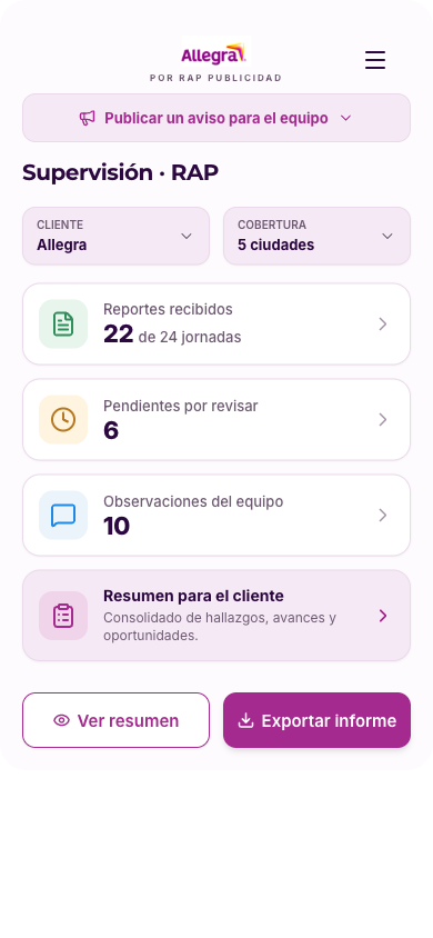 Informe general de la operación